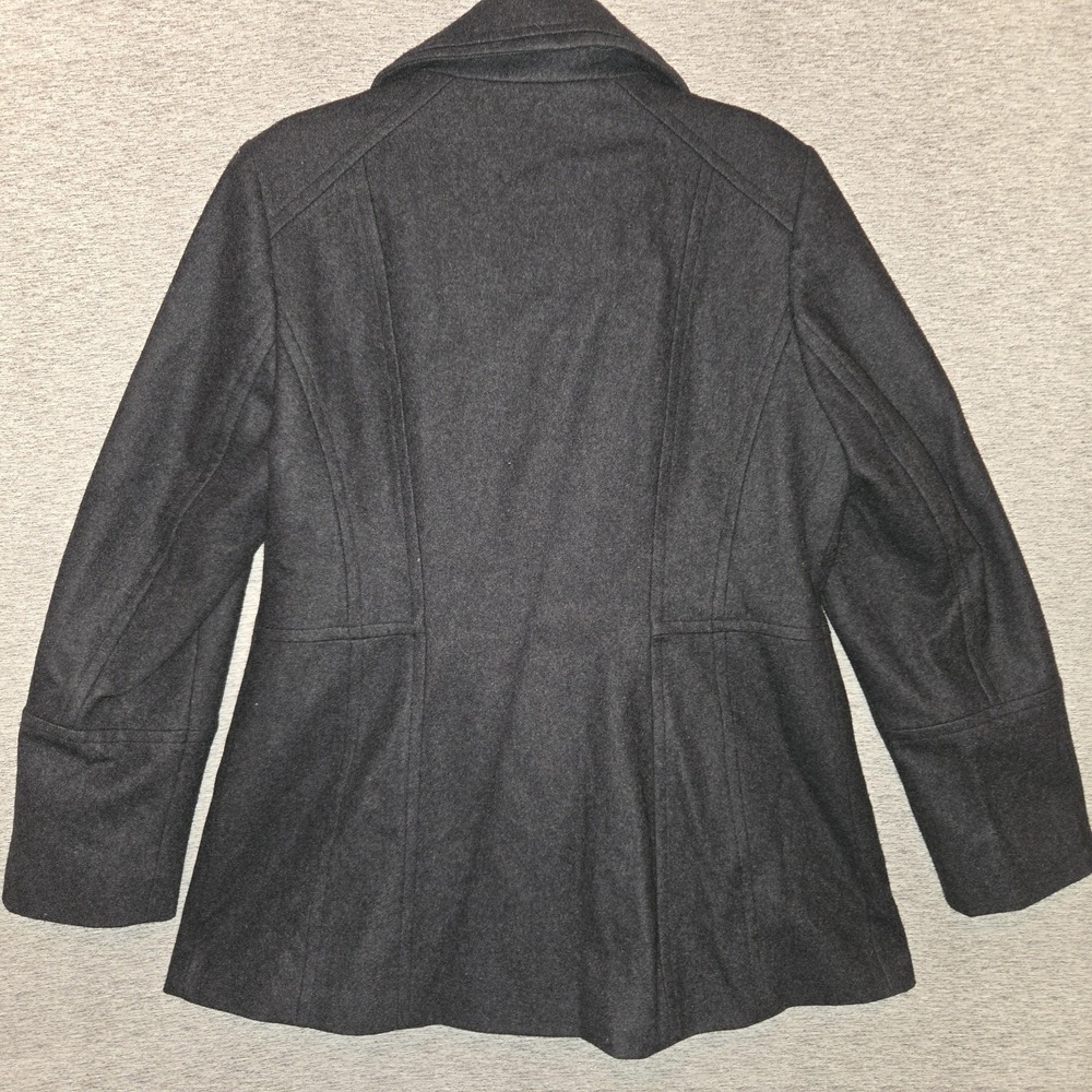LONDON FOG Jacket Single Breasted Gray Wool Blend Pea Coat Women's Size Large - Picture 9 of 9